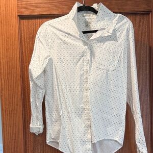 Women’s LL Bean White Polka Dot Shirt